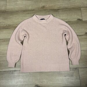 American Eagle Sweater Pink Oversized Chunky Ribbed Knit Crew Relaxed Small